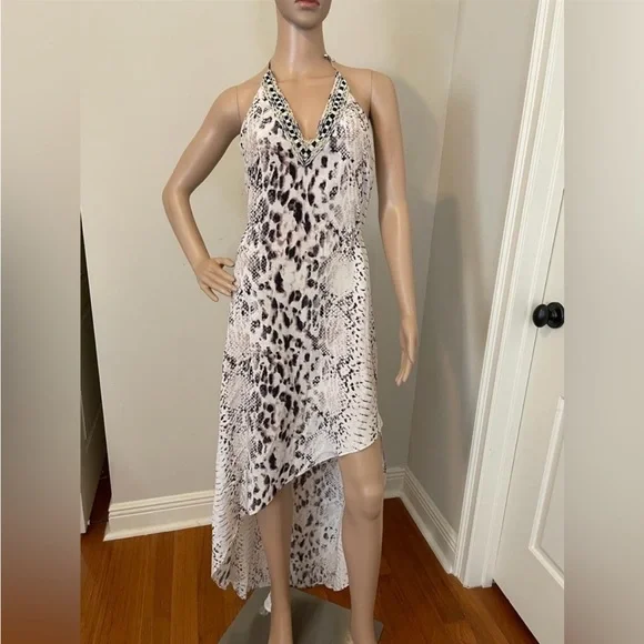 haute hippie asymmetrical dress Haute Hippie Gray High Low Embellished Tank Dress sz Small